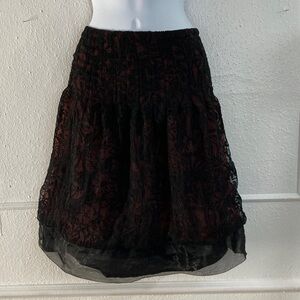 Sharagano Black and Red A-Line Skirt